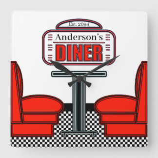 Retro Red Diner Clock Sign