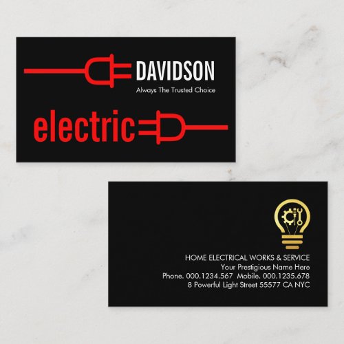 Retro Red Electric Power Plug Business Card