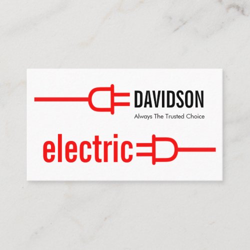 Retro Red Electric Power Plug Business Card