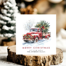 Retro Red Farm Truck Bohemian Christmas Tree