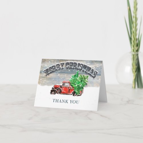 Retro Red Farm Truck Christmas Corporate Holiday  Thank You Card