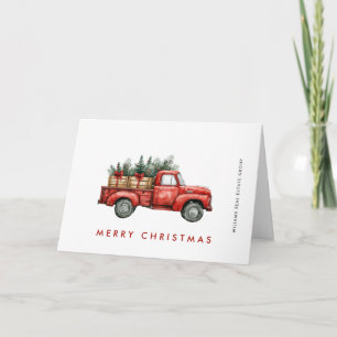 Retro Red Farm Truck Corporate Christmas Greeting Holiday Card