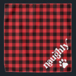Retro Red Flannel Naughty Christmas Dog Bandana<br><div class="desc">This bandana features rustic red flannel and a fun retro font with the "naughty" half of naughty and nice. It makes the perfect Christmas bandana for your dog or cat.</div>