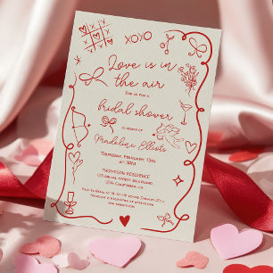Retro Red Galentine Love in the air bridal shower Invitation