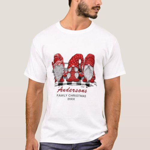 Retro Red Gnomes Christmas Buffalo Holiday T_Shirt