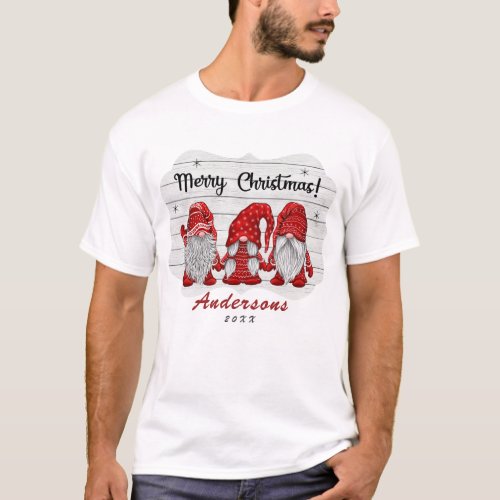 Retro Red Gnomes Christmas Buffalo Holiday T_Shirt
