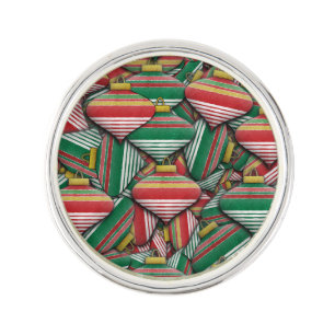 Retro Red Green Striped Ornament Pattern Design Lapel Pin