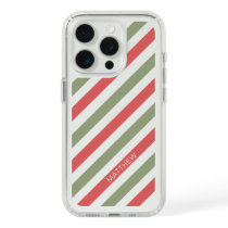 Retro Red Green Stripes Personalized iPhone 15 Pro Case