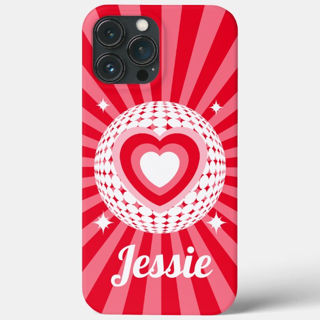 Retro Red Heart Personalized Name Case-Mate iPhone Case (Back)