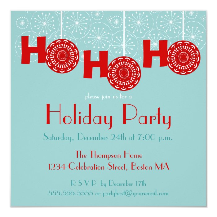 Retro Red Ho Ho Ho Holiday Party Invitation | Zazzle