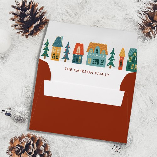 Retro Red Holiday Christmas Envelope