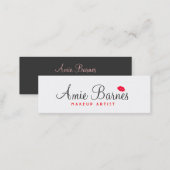 Retro Red Kissing Lips Makeup Artist White Beauty Mini Business Card (Front/Back)