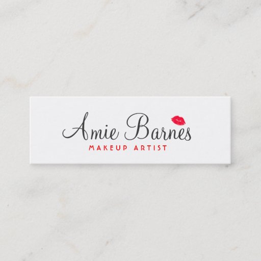 Customizable Retro Red Kissing Lips Makeup Artist White Beauty Business Card Template