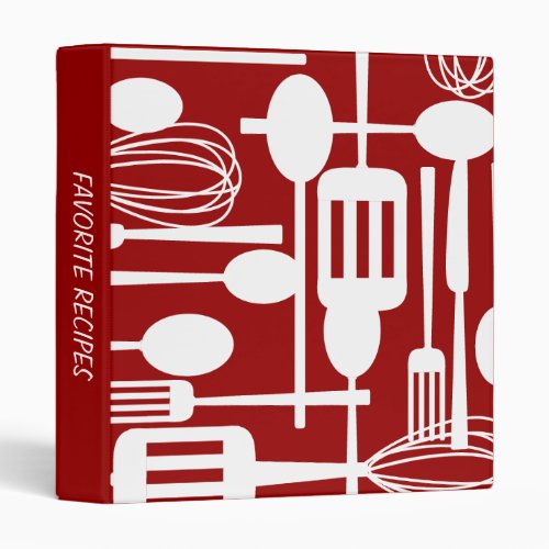 Retro Red Kitchen Cooking Utensils Recipe Binder