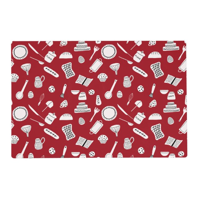 Retro Red Kitchen Placemat (Front)