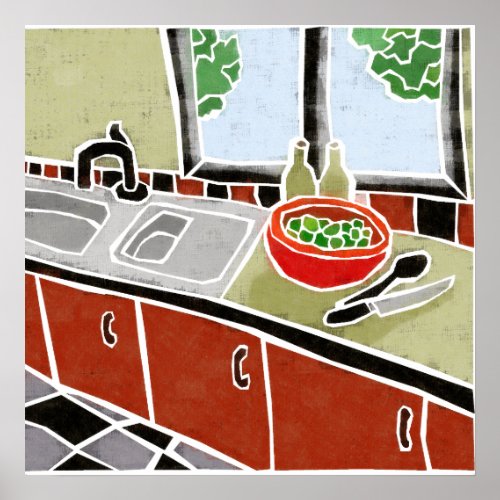 Retro Red Kitchen Poster