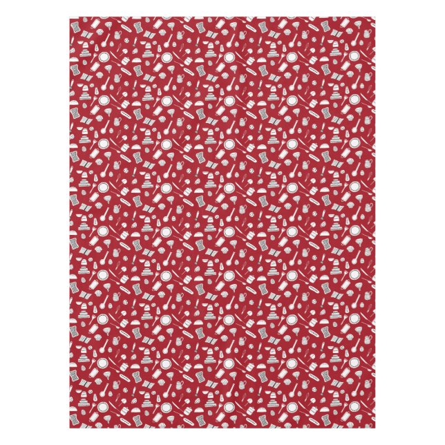 Retro Red Kitchen Tablecloth (Front)