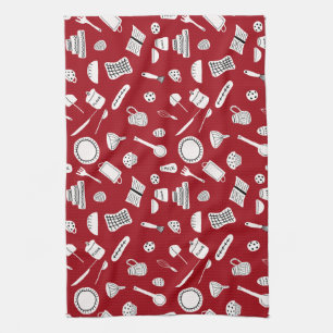 Retro Red Kitchen Towel