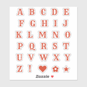 Retro Red Letters Monogram Alphabet Stickers
