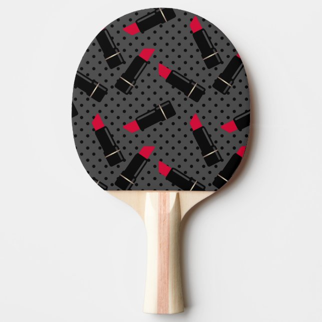 Retro, red lipstick Ping-Pong paddle (Front)