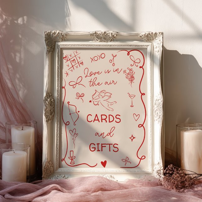 Retro Red Love in the air Bridal Cards gifts Sign (Retro Red Love in the air Bridal Cards gifts Sign)