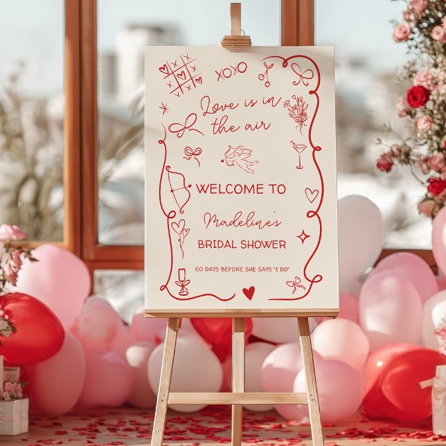 Retro Red Love in the air welcome bridal shower Foam Board (Retro Red Love in the air welcome bridal shower Foam Board)