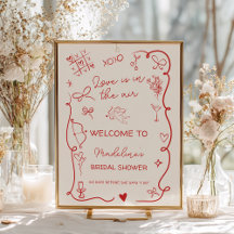 Retro Red Love in the air welcome bridal shower