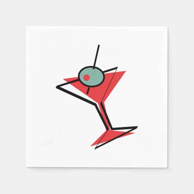 Retro Red Martini Napkins (Front)