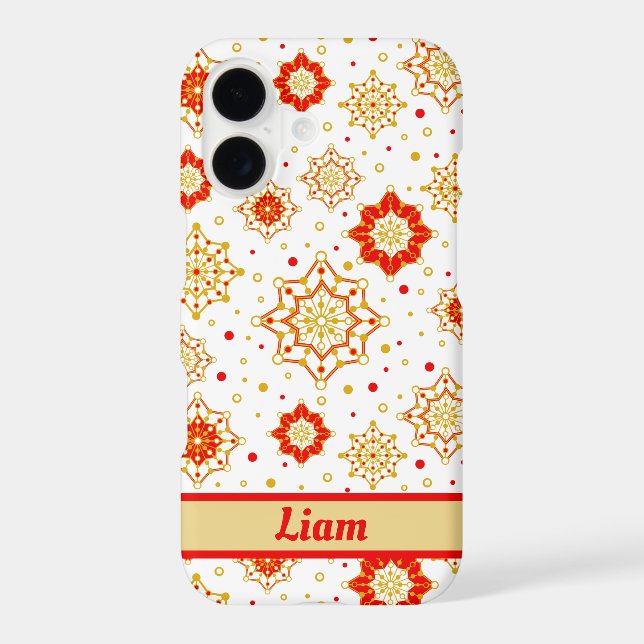 Retro Red Mid-Century Modern Design Personalized iPhone Case (Back)