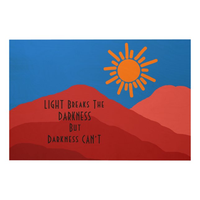 Retro red mountain landscape  wood wall art (Front)