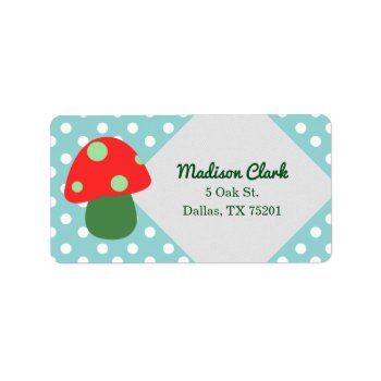 Retro Red Mushroom Customizable Address Labels by retroflavor at Zazzle