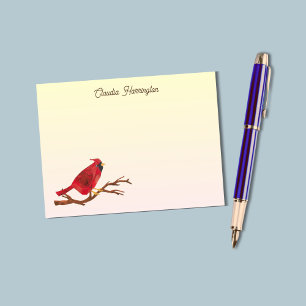 Retro Red Northern Cardinal Chic Hand-Illustrated Note Card