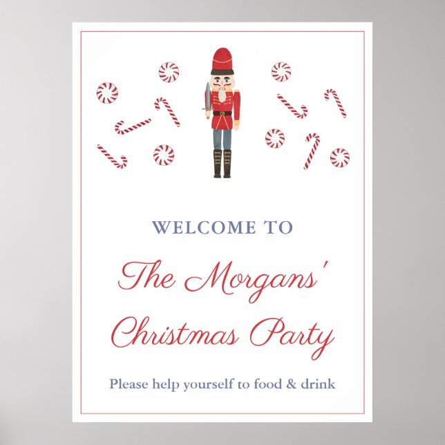 Retro Red Nutcracker Christmas Holidays Party Poster (Front)