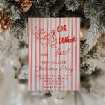 Retro Red Oh What Fun Christmas Santa Claus Party Invitation<br><div class="desc">If you looking for a unique and stylish elegant and easy to edit for your Christmas Party invitation, this one is for you. And As you see this design features a red hand drawn Christmas Santa Claus drinking champagne and sitting on champagne glass. With Hand written Christmas whimsical oh what...</div>