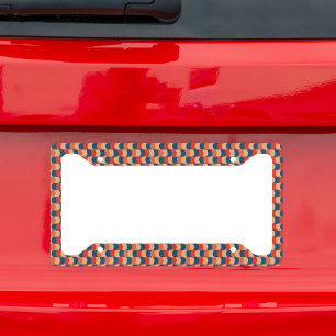 Retro Red Orange and Navy Wavy Pattern License Plate Frame