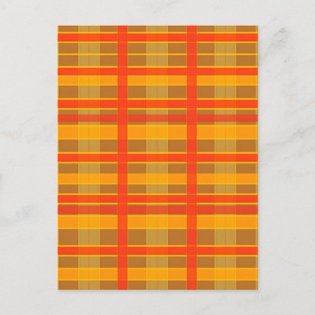 Retro Red Orange Check Plaid Pattern Postcard (Front)
