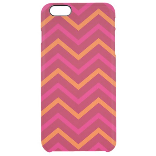 Retro Red Orange Hot Pink Chevron Zig Zag Pattern Clear iPhone 6 Plus Case