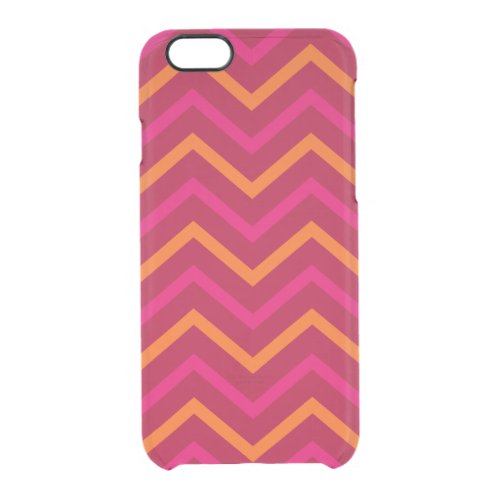 Retro Red Orange Hot Pink Chevron Zig Zag Pattern Clear iPhone 66S Case