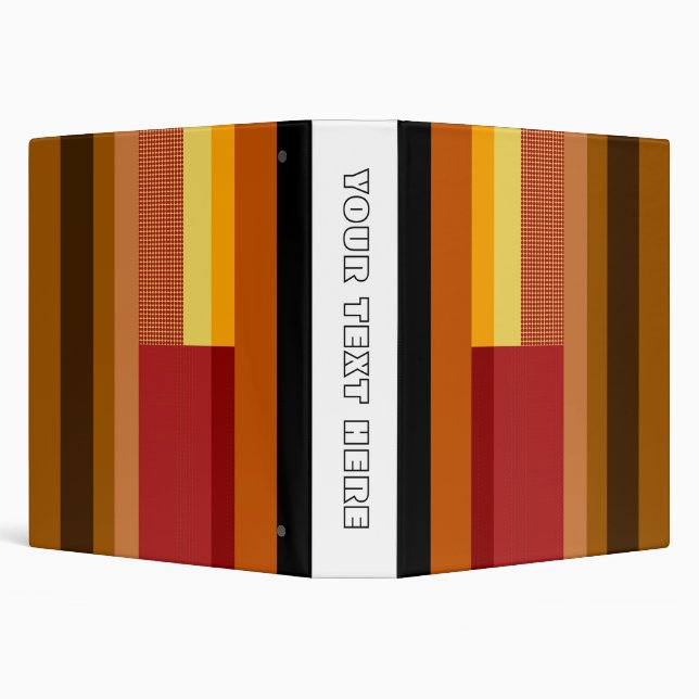 Retro Red Orange Yellow Cream Dots Striped Pattern Binder (Background)
