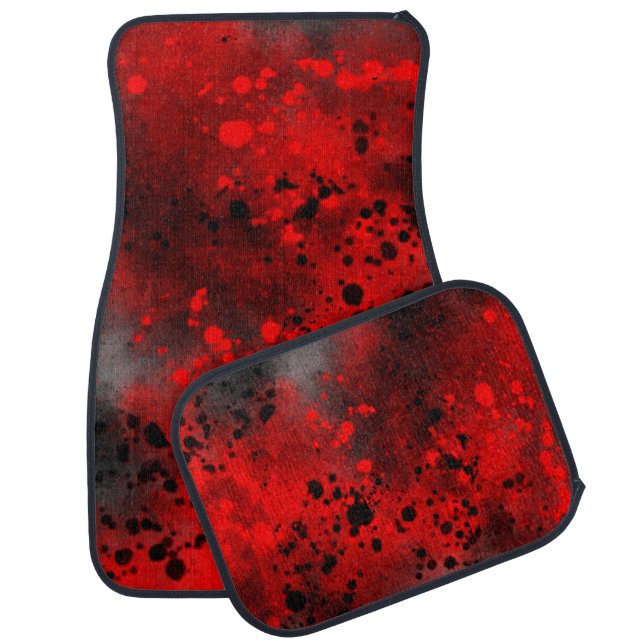 Retro Red Paint Splatter  Car Floor Mat (Set)