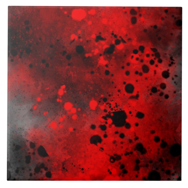 retro red Paint Splatter Effect Ceramic Tile (Front)