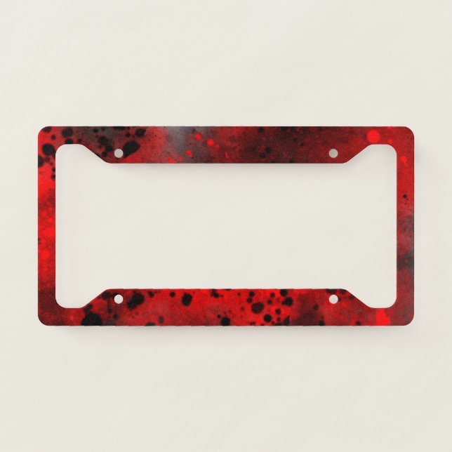 Retro Red Paint Splatter License Plate Frame (Front)