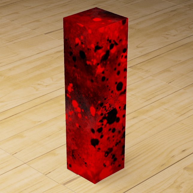Retro Red Paint Splatter  Wine Box (Front)