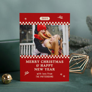 Retro Red Personalized Christmas Photo