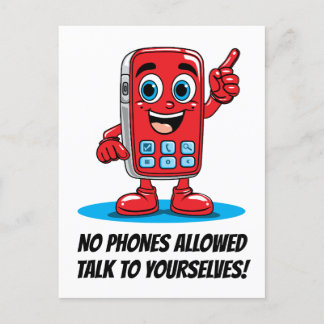 Retro Red Phone Ban Illustration Postcard