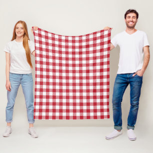 Retro Red Picnic Check Farmhouse Design Fleece Blanket