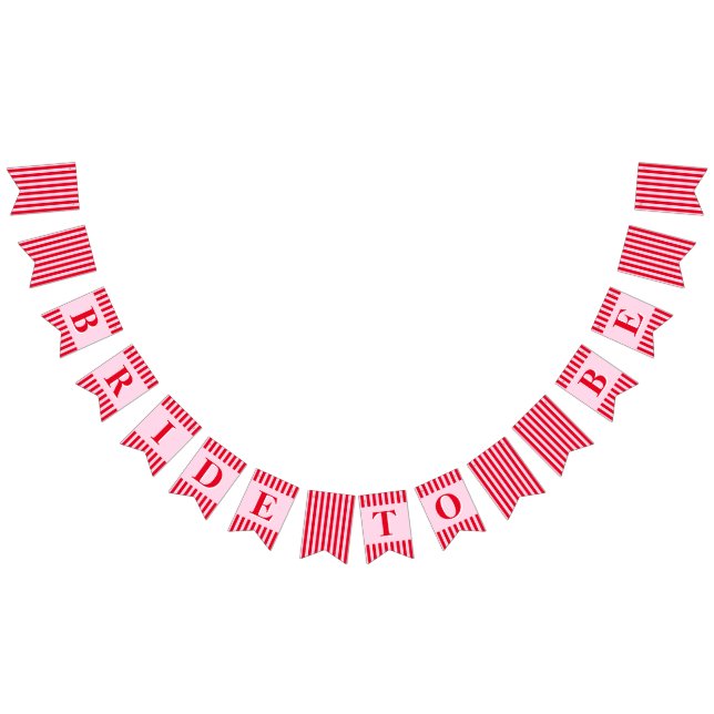 Retro Red & Pink Stripes Bride To Be Bridal Shower Bunting Flags (All)