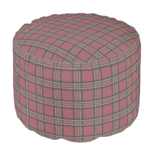 Retro Red Plaid Pouf Ottoman