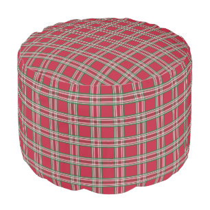 Retro Red Plaid Pouf Ottoman