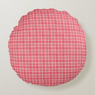 Retro red plaid tartan: seamless pattern. round pillow